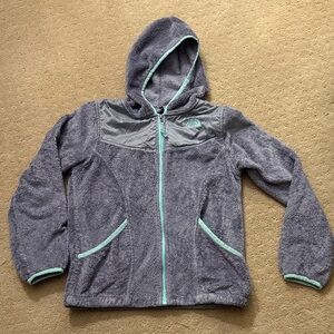 The North Face Kids Gray and Teal Hooded Sweatshirt